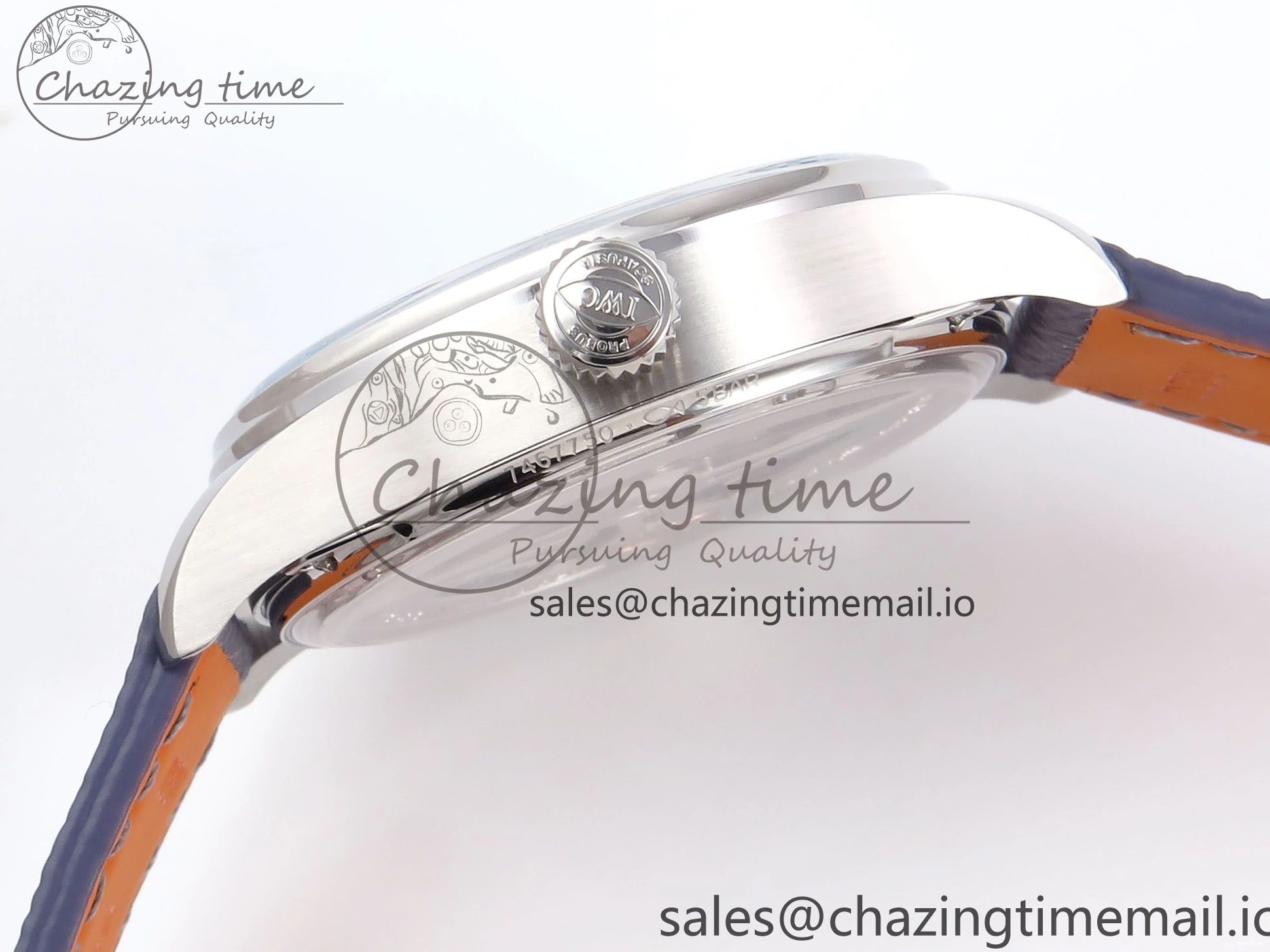 MIROTIME 0502 Lightweight Portugieser Automatic SS IW501708 APSF 1:1 Best Edition Light Blue Dial on Gray Leather Strap A 7012